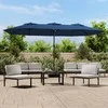 Dvigubas sodo skėtis nuo saulės su LED, mėlynas, 449x245cm