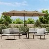 Dvigubas sodo skėtis nuo saulės su LED, taupe, 449x245cm