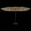 Dvigubas sodo skėtis nuo saulės su LED, taupe, 449x245cm