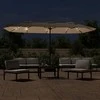 Dvigubas sodo skėtis nuo saulės su LED, taupe, 449x245cm