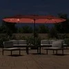 Dvigubas sodo skėtis nuo saulės su LED, terakota, 449x245cm