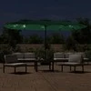 Dvigubas sodo skėtis nuo saulės su LED, žalias, 449x245cm