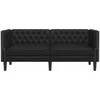 Dvivietė chesterfield sofa, juodos spalvos, dirbtinė oda