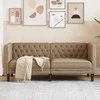 Dvivietė chesterfield sofa, kapučino spalvos, dirbtinė oda