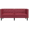 Dvivietė chesterfield sofa, raudonojo vyno sp., dirbtinė oda