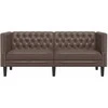 Dvivietė chesterfield sofa, rudos spalvos, dirbtinė oda