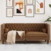 Dvivietė chesterfield sofa su pagalvėlėmis, ruda, dirbtinė oda