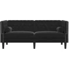 Dvivietė chesterfield sofa su pagalvėlėmis, juoda, aksomas
