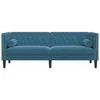 Dvivietė chesterfield sofa su pagalvėlėmis, mėlyna, aksomas