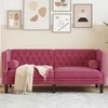 Dvivietė chesterfield sofa su pagalvėlėmis, raudona, aksomas