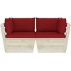 Lauko baldų komplektas Dvivietė sodo sofa iš palečių su pagalvėlėmis, eglės mediena