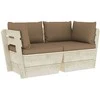 Lauko baldų komplektas Dvivietė sodo sofa iš palečių su pagalvėlėmis, eglės mediena