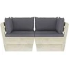 Lauko baldų komplektas Dvivietė sodo sofa iš palečių su pagalvėlėmis, eglės mediena