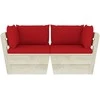 Lauko baldų komplektas Dvivietė sodo sofa iš palečių su pagalvėlėmis, eglės mediena