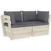 Lauko baldų komplektas Dvivietė sodo sofa iš palečių su pagalvėlėmis, eglės mediena