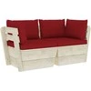 Lauko baldų komplektas Dvivietė sodo sofa iš palečių su pagalvėlėmis, eglės mediena