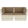 Lauko baldų komplektas Dvivietė sodo sofa iš palečių su pagalvėlėmis, eglės mediena