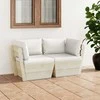Lauko baldų komplektas Dvivietė sodo sofa iš palečių su pagalvėlėmis, eglės mediena