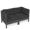 Dvivietė sodo sofa su antracito pagalvėlėmis, pušies masyvas