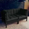 Dvivietė sodo sofa su antracito pagalvėlėmis, pušies masyvas