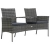 Dvivietė sodo sofa su arbatiniu staliuku, antracito, ratanas