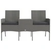 Lauko baldų komplektas Dvivietė sodo sofa su arbatos staliuku, antracito, poliratanas