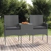 Lauko baldų komplektas Dvivietė sodo sofa su arbatos staliuku, antracito, poliratanas