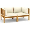 Dvivietė sodo sofa su kreminėmis pagalvėlėmis, akacijos masyvas