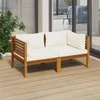 Dvivietė sodo sofa su kreminėmis pagalvėlėmis, akacijos masyvas