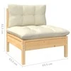 Dvivietė sodo sofa su kreminėmis pagalvėlėmis, pušies masyvas