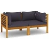 Dvivietė sodo sofa su pagalvėlėmis, akacijos medienos masyvas
