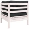 Dvivietė sodo sofa su pagalvėlėmis, balta, pušies masyvas