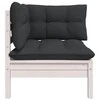 Dvivietė sodo sofa su pagalvėlėmis, balta, pušies masyvas