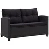 Dvivietė sodo sofa su pagalvėlėmis, juoda, pušies masyvas