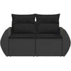 Dvivietė sodo sofa su pagalvėlėmis, juodos spalvos, poliratanas