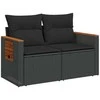 Dvivietė sodo sofa su pagalvėlėmis, juodos spalvos, poliratanas