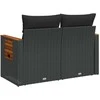 Dvivietė sodo sofa su pagalvėlėmis, juodos spalvos, poliratanas