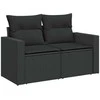Dvivietė sodo sofa su pagalvėlėmis, juodos spalvos, poliratanas