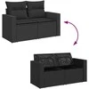 Dvivietė sodo sofa su pagalvėlėmis, juodos spalvos, poliratanas