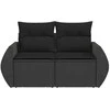 Dvivietė sodo sofa su pagalvėlėmis, juodos spalvos, poliratanas