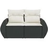 Dvivietė sodo sofa su pagalvėlėmis, juodos spalvos, poliratanas