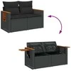 Dvivietė sodo sofa su pagalvėlėmis, juodos spalvos, poliratanas