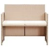 Lauko baldų komplektas Dvivietė sodo sofa su pagalvėlėmis, kreminė, poliratanas