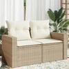 Dvivietė sodo sofa su pagalvėlėmis, smėlio spalvos, poliratanas