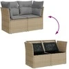 Dvivietė sodo sofa su pagalvėlėmis, smėlio spalvos, poliratanas