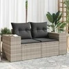 Dvivietė sodo sofa su pagalvėlėmis, šviesiai pilka, poliratanas