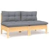 Dvivietė sodo sofa su pilkomis pagalvėlėmis, pušies masyvas