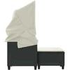 Dvivietė sodo sofa su skliautu/taburetėmis, juoda, poliratanas