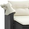 Dvivietė sodo sofa su skliautu/taburetėmis, juoda, poliratanas