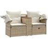 Dvivietė sodo sofa su skliautu/taburetėmis, smėlio, poliratanas